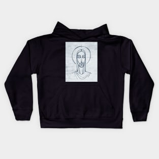 Jesus Christ Face digital illustration Kids Hoodie